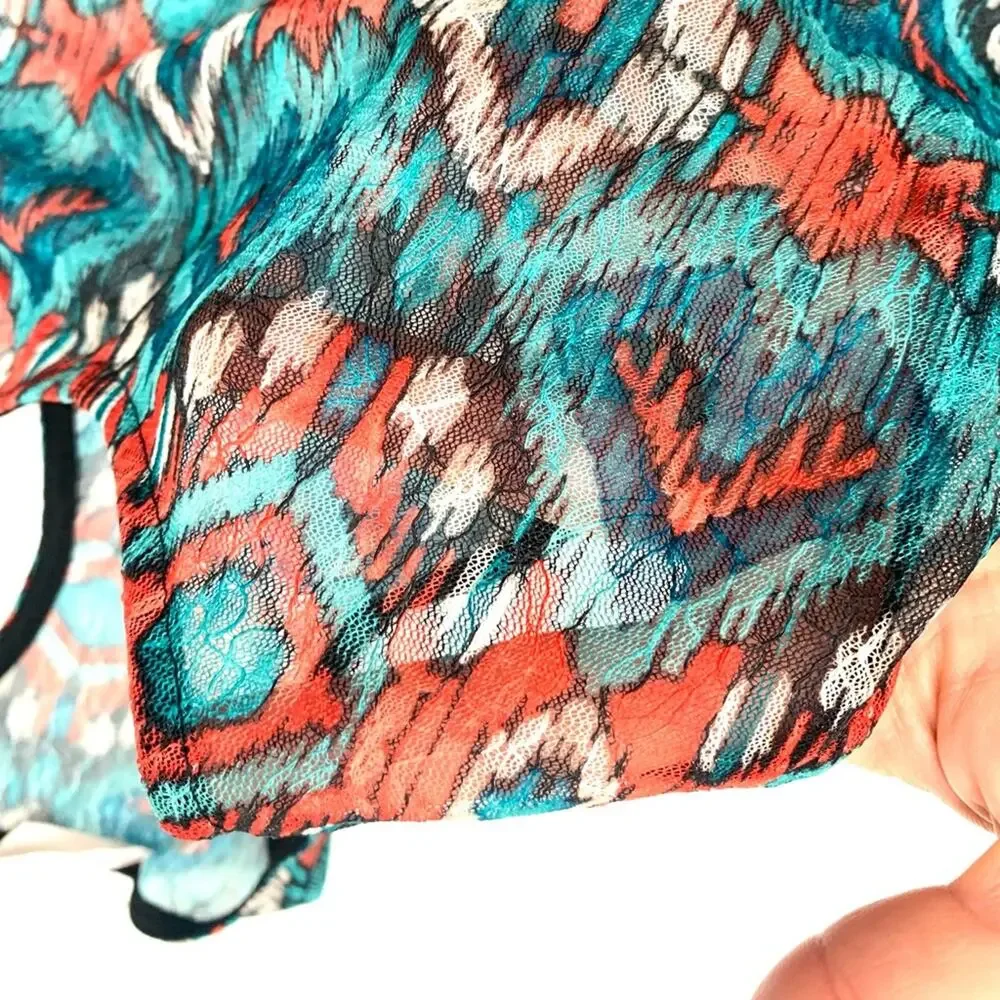Boho Aztec Sheer Lace Racerback Top - Picture 5 of 8